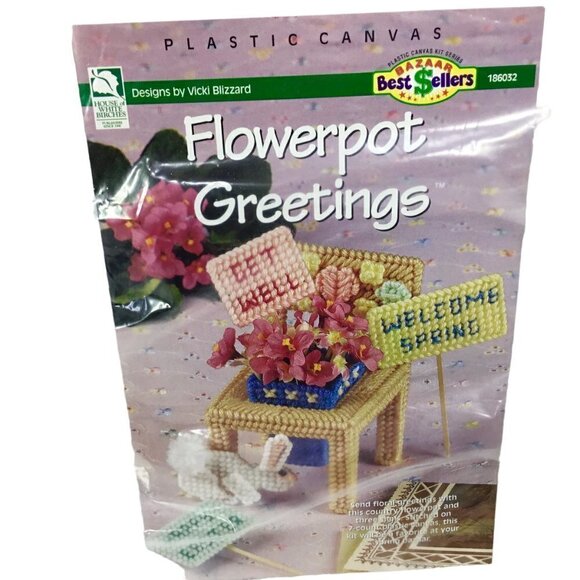 Lot of 3 Plastic Canvas Kits Needlepoint Kit Angel Tree Topper Plant Flowers NIP - Picture 3 of 5